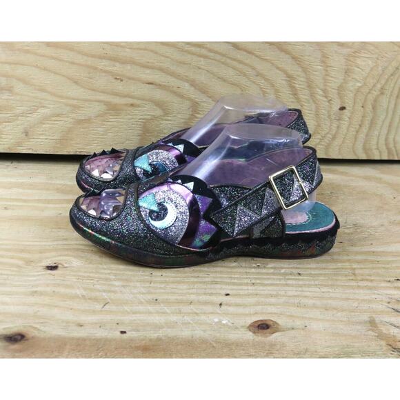 Irregular Choice Disney Shoes Womens 40 Lilo and Stitch Glitter Sandals Buckle - Picture 1 of 8